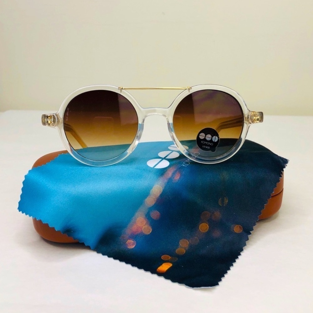 KOMONO Round Clear Sunglasses with Brown Gradient Lenses The Vivien - Picture 4 of 10